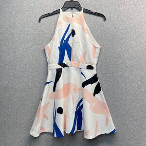 Elliatt Headway Dress Womens Large White‎ Skater Sleeveless Halter Cutout Back